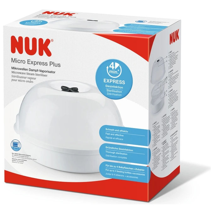 NUK Micro Express Plus - Sterilizzatore Microonde (fino a 4 biberon) in 4 minuti (scad. Gennaio 26)
