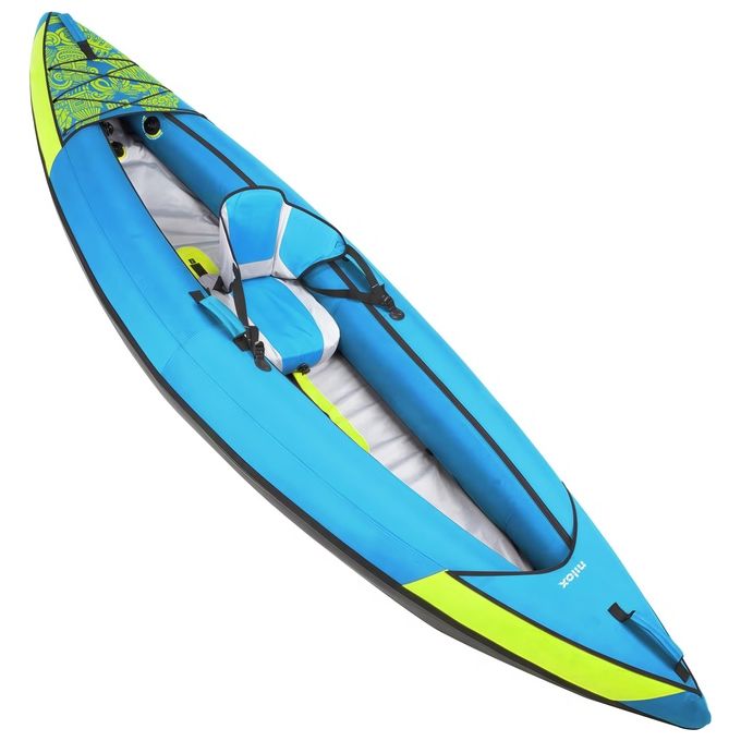 Nilox NXWTRKAYAK Kayak Gonfiabile 2 Posti PVC Rinforzato 3400 mm colore Blu e Lime