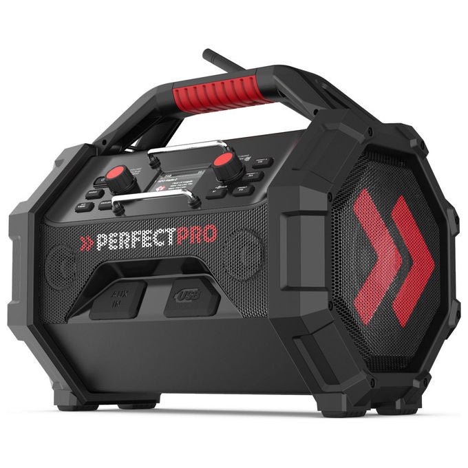 Perfectpro OCT-18V ROCKTAGON Radio da Cantiere Digitale DAB+ FM 30 W Bluetooth 5.2 USB IP65 colore Nero Rosso