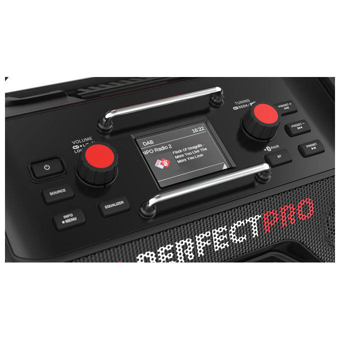 Perfectpro OCT-18V ROCKTAGON Radio da Cantiere Digitale DAB+ FM 30 W Bluetooth 5.2 USB IP65 colore Nero Rosso