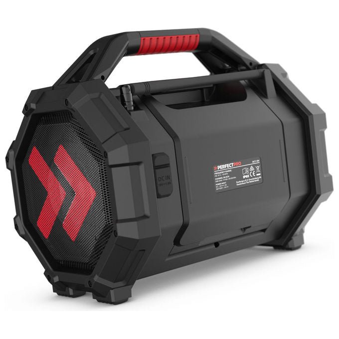 Perfectpro OCT-18V ROCKTAGON Radio da Cantiere Digitale DAB+ FM 30 W Bluetooth 5.2 USB IP65 colore Nero Rosso