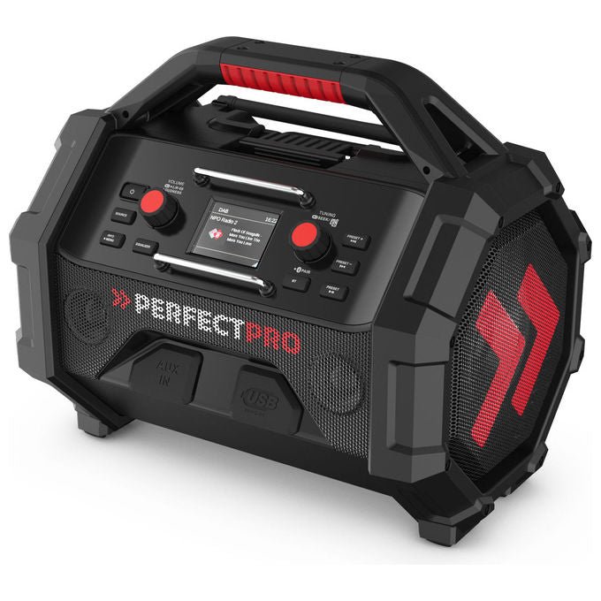 Perfectpro OCT-18V ROCKTAGON Radio da Cantiere Digitale DAB+ FM 30 W Bluetooth 5.2 USB IP65 colore Nero Rosso