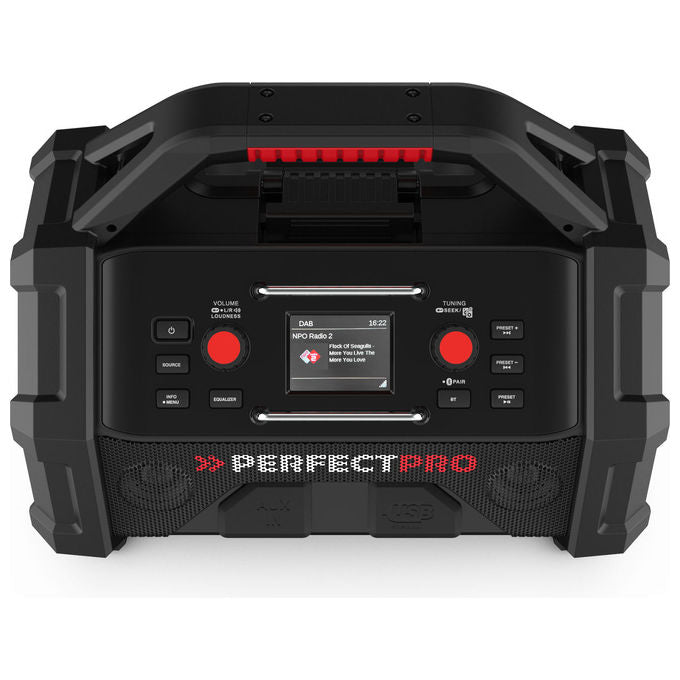 Perfectpro OCT-18V ROCKTAGON Radio da Cantiere Digitale DAB+ FM 30 W Bluetooth 5.2 USB IP65 colore Nero Rosso