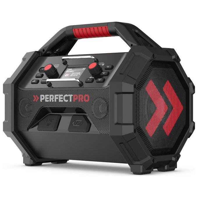 Perfectpro OCT-18V ROCKTAGON Radio da Cantiere Digitale DAB+ FM 30 W Bluetooth 5.2 USB IP65 colore Nero Rosso