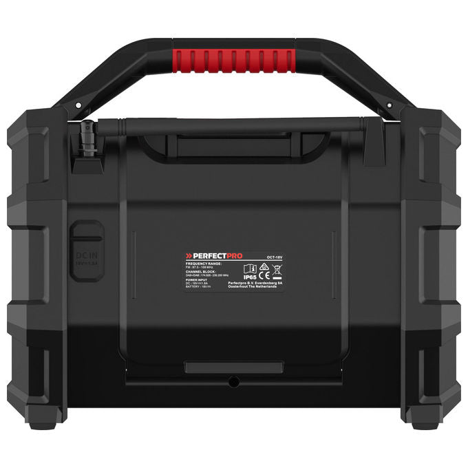 Perfectpro OCT-18V ROCKTAGON Radio da Cantiere Digitale DAB+ FM 30 W Bluetooth 5.2 USB IP65 colore Nero Rosso