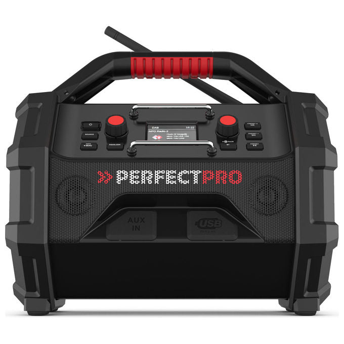 Perfectpro OCT-18V ROCKTAGON Radio da Cantiere Digitale DAB+ FM 30 W Bluetooth 5.2 USB IP65 colore Nero Rosso
