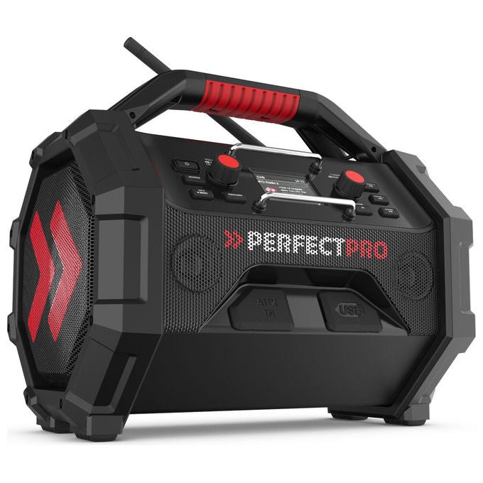 Perfectpro OCT-18V ROCKTAGON Radio da Cantiere Digitale DAB+ FM 30 W Bluetooth 5.2 USB IP65 colore Nero Rosso
