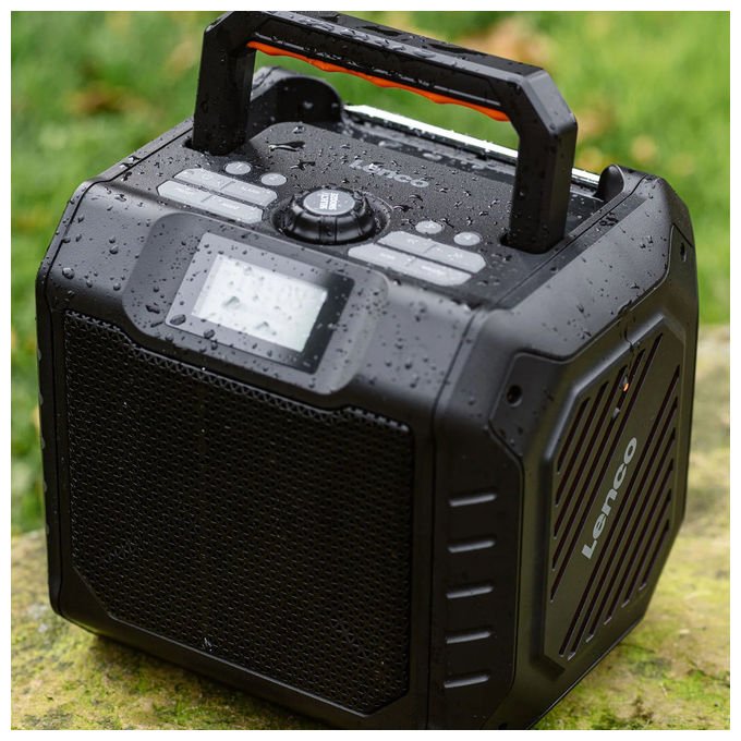 Lenco ODR-160GY Radio Portatile DAB+ FM Bluetooth 5.2 Potenza 35 W IPX5 colore Nero Arancione