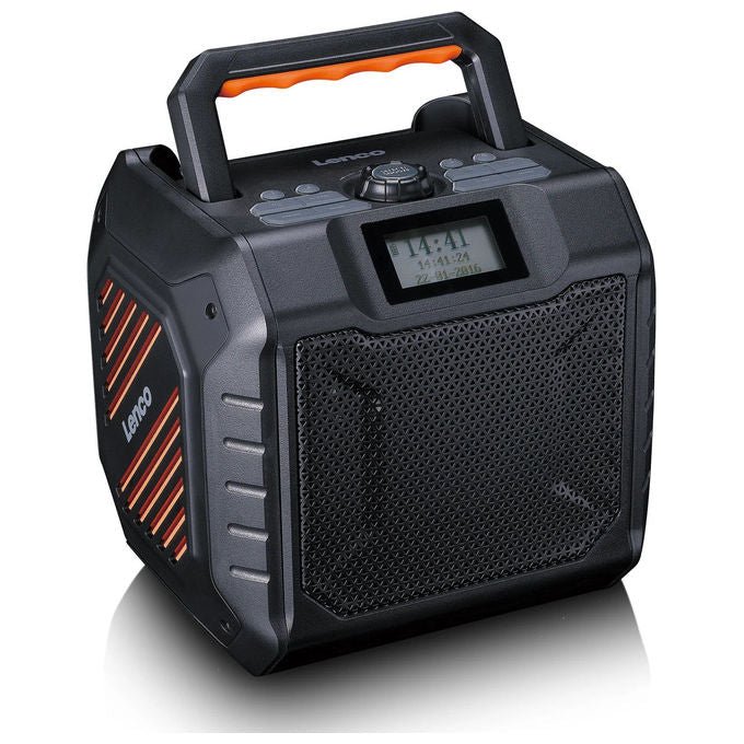 Lenco ODR-160GY Radio Portatile DAB+ FM Bluetooth 5.2 Potenza 35 W IPX5 colore Nero Arancione