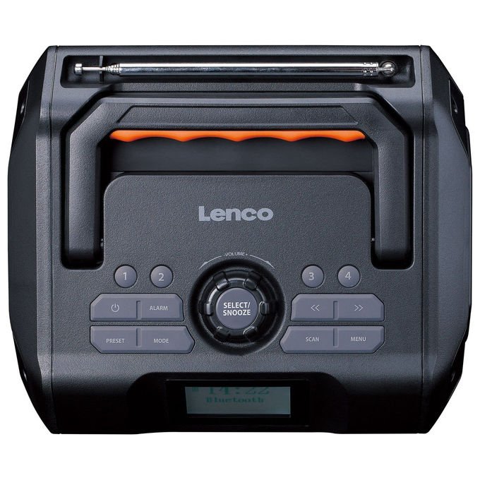 Lenco ODR-160GY Radio Portatile DAB+ FM Bluetooth 5.2 Potenza 35 W IPX5 colore Nero Arancione