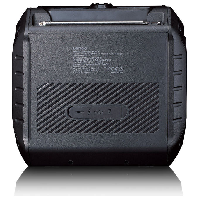 Lenco ODR-160GY Radio Portatile DAB+ FM Bluetooth 5.2 Potenza 35 W IPX5 colore Nero Arancione