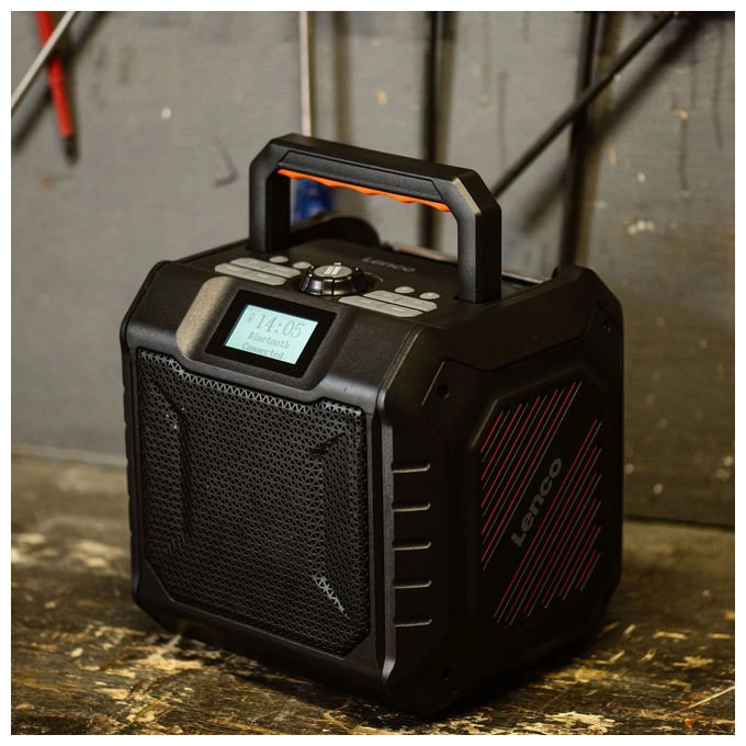 Lenco ODR-160GY Radio Portatile DAB+ FM Bluetooth 5.2 Potenza 35 W IPX5 colore Nero Arancione