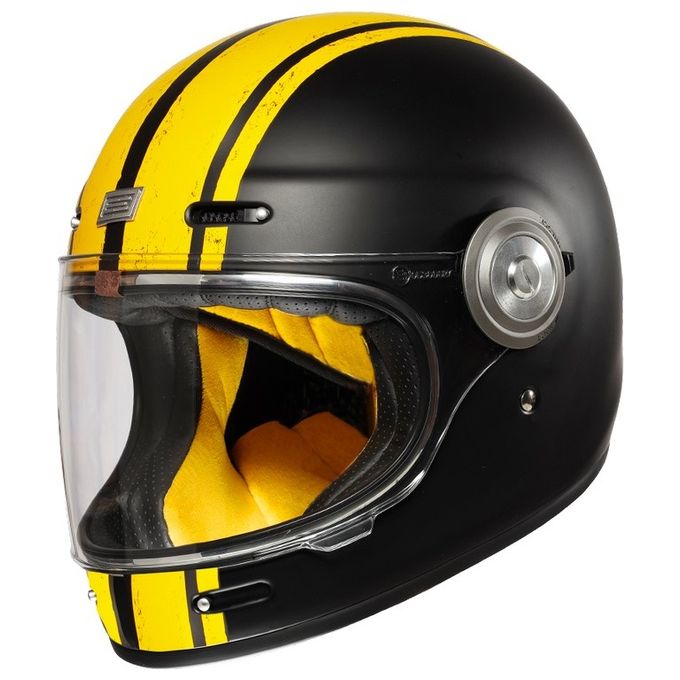 Origine Casco integrale in Fibra vintage VEGA CUSTOM Giallo-Nero Opaco taglia L