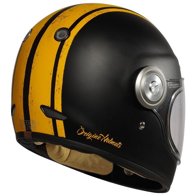 Origine Casco integrale in Fibra vintage VEGA CUSTOM Giallo-Nero Opaco taglia L