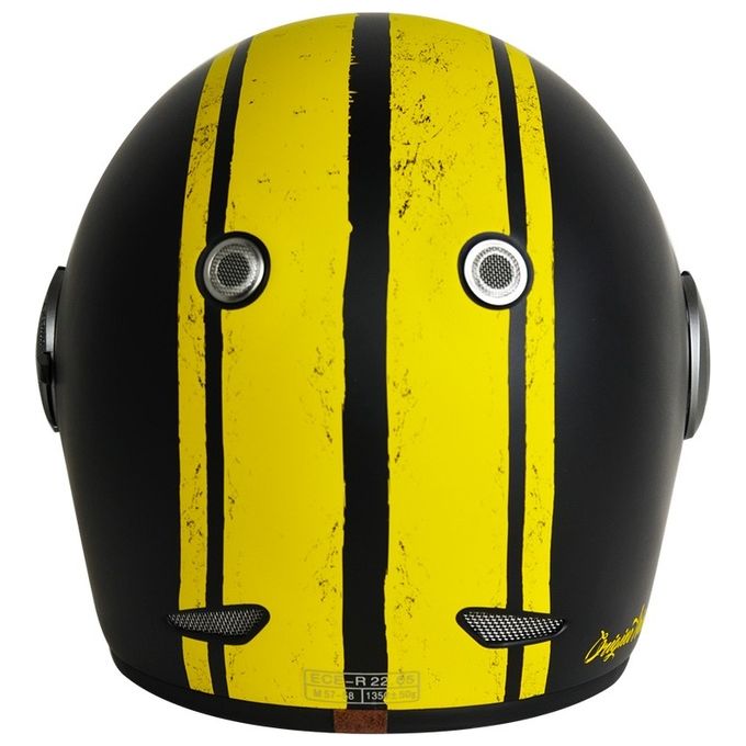 Origine Casco integrale in Fibra vintage VEGA CUSTOM Giallo-Nero Opaco taglia L
