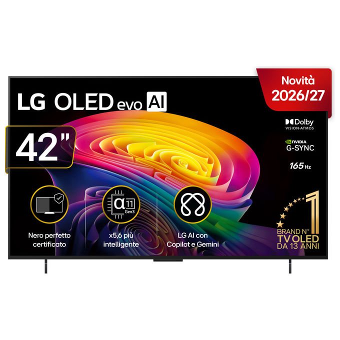 LG OLED42C65LA.API Serie C6 TV OLED 4K Smart con Processore ?11 Gen3 VRR 165Hz G-Sync colore Nero