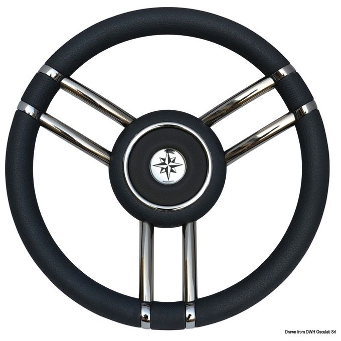 Osculati Volante Apollo inox+poliuretano diametro 350 mm nero