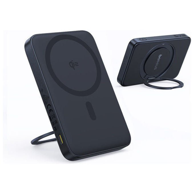 Baseus P10076802123-00 PicoGo Qi2 Power Bank Magnetico 5000mAh 20W USB-C con Supporto Rotante colore Nero