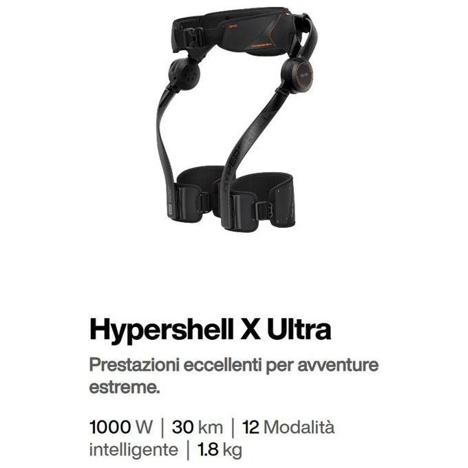 Hypershell X ULTRA Esoscheletro Indossabile 1000 W 30 km autonomia 12 modalita' fibra di carbonio 1.8 Kg colore Nero