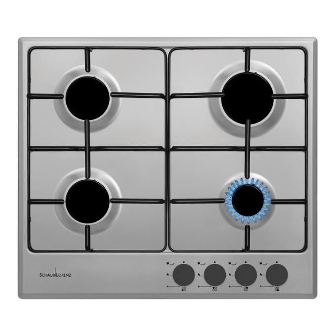 Schaub-Lorenz SSPC604XF Piano Cottura a Gas 4 Zone Griglie smaltate 60cm Inox