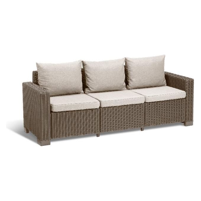 Keter California Sofa 3 Posti Con Cuscini Cappuccino