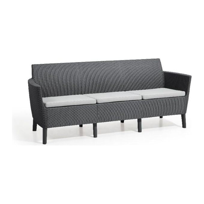 Keter Salemo Divano 3 Posti Con Cuscini Grafite ‎187 x 67 x 76 cm