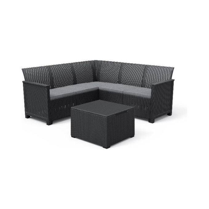 Keter Set Salottino Da Giardino Emma Corner 5 Seater Grafite