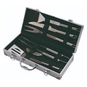 Sandrigarden Set per Barbecue 6 Pezzi Acciaio Inox in Valigetta