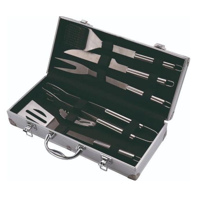 Sandrigarden Set per Barbecue 6 Pezzi Acciaio Inox in Valigetta