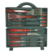 Sandrigarden Set per Barbecue 12 Pezzi Acciaio Inox e Legno in Valigetta