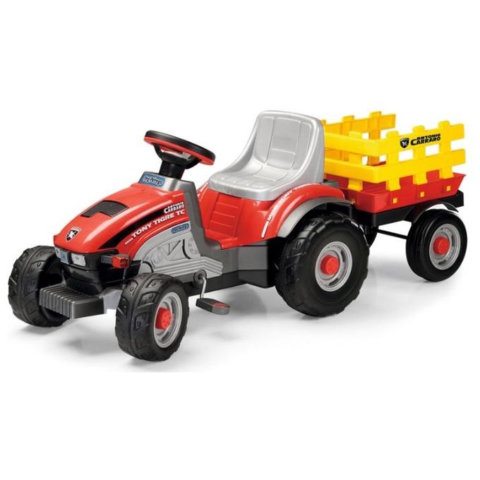 Peg Perego Trattore a Pedali Mini Tony Tigre con Rimorchio