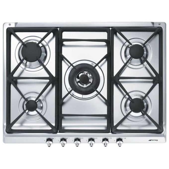Smeg SE70SGH-5 Piano Cottura a Gas 5 Zone Griglie in Ghisa 75 cm Acciaio Inox