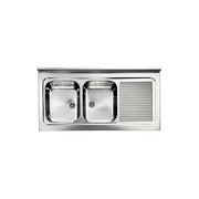 CM 031137SCSSX Serie IX Rossana Appoggio Lavello da incasso Gocciolatoio a Destra 2 Vasche 120X60cm