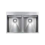 CM 012048XCSSP Serie Filoraggiato Mix 3'' Lavello Acciaio inox satinato da incasso Slim 2 Vasche 77X50cm