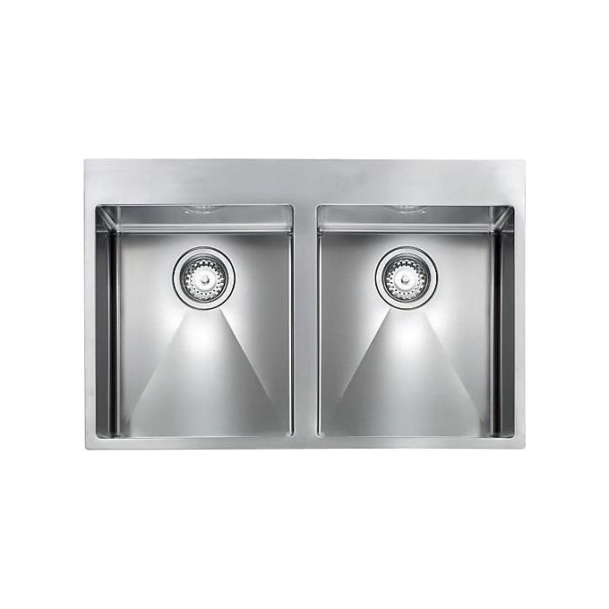 CM 012048XCSSP Serie Filoraggiato Mix 3'' Lavello Acciaio inox satinato da incasso Slim 2 Vasche 77X50cm
