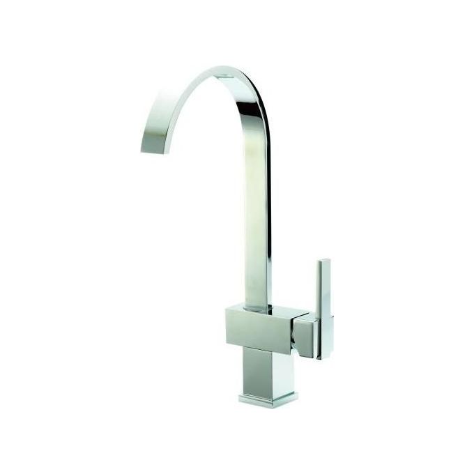Crolla 1230 CR Mix Stone Miscelatore Monocomando a Canna alta curva piatta con flessibili d'alimentazione e filtro aeratore Cromo