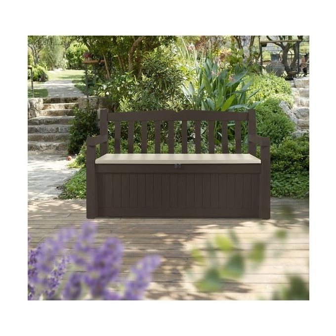 Keter Cassapanca Eden Bench in Resina 140x60x84h 265 lt Marrone-Beige per Arredo Giardino
