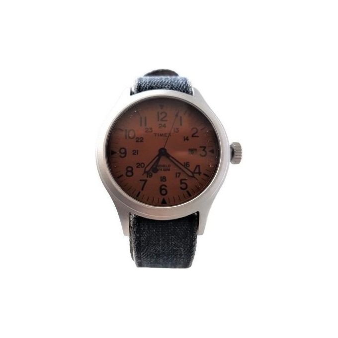 Timex Orologio al quarzo SCOUT 40 MM in acciaio con quadrante perla e cinturino in tessuto Nero con luce INDIGLO resistente all'acqua fino a 50 M