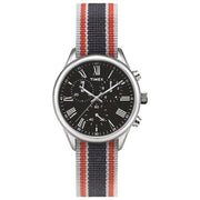Timex Orologio al Quarzo WESTON AVENUE Quadrante Acciaio 38 MM Case Acciaio Cinturino Tessuto Marrone-Rosso-Ghiaccio Resistente all'Acqua fino a 50 M