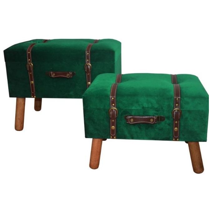 2 pouf bauli Dunloy 60X40X50 e 50X35X39 verde