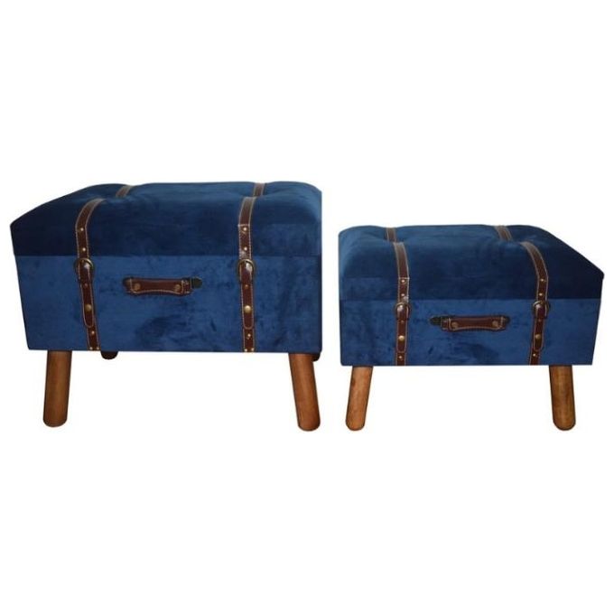 2 pouf bauli Dunloy 60X40X50 e 50X35X39 blu
