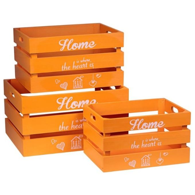 3 cassette organizer in legno arancione 30-35-40