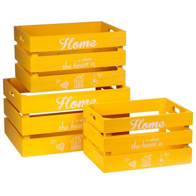 3 cassette organizer in legno giallo 30-35-40