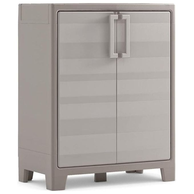Keter Armadio Basso Gulliver con 2 Ripiani Regolabili Beige 80x44x100 Cm Soluzione Compatta per Esterni e Interni
