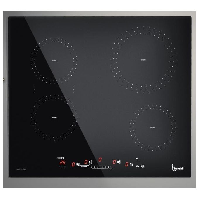 Baraldi 01PIBEA58 Piano cottura a Induzione in Vetroceramica Beauty 4 Zone 58 cm Dual Zone Bridge Nero