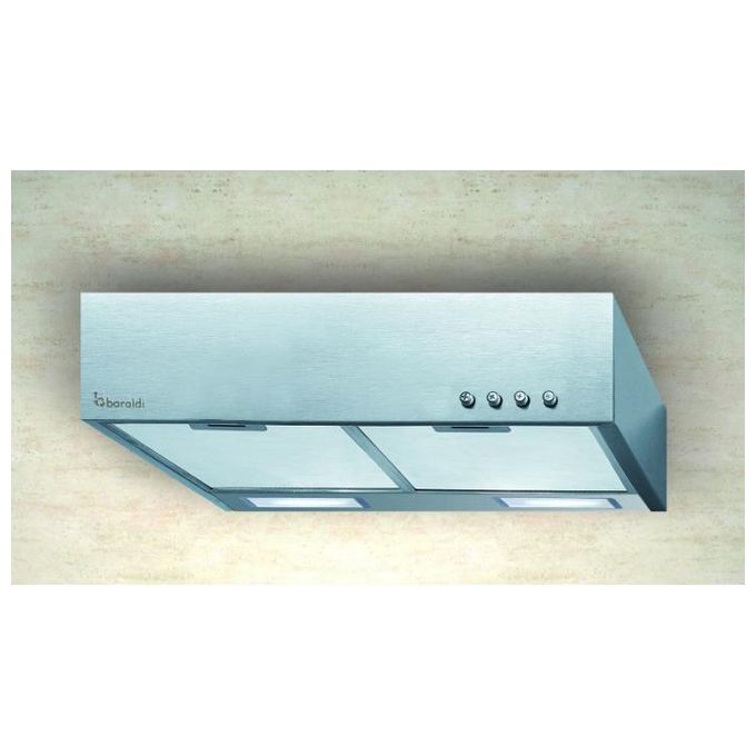 Baraldi 01QUA060ST38 Quadra Cappa sottopensile  Classe energetica C 3 Velocita' Aspirante con frontale inox satinato Portata 380 m3-h 60 cm Inox