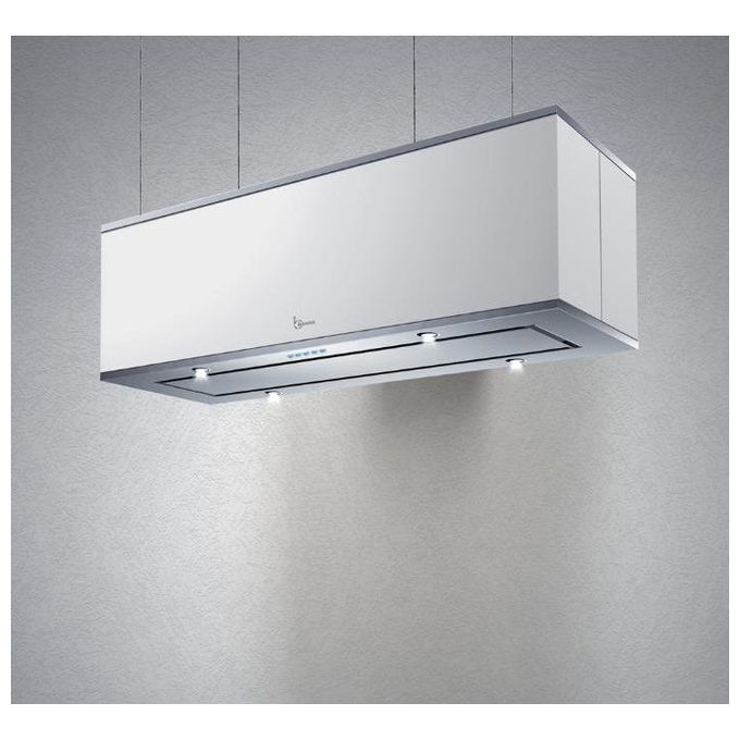 Baraldi 01DIA090STW80 Diade Cappa Sospesa Classe energetica A 4 Velocita' filtrante Portata 800 m3-h Pulsantiera elettronica 90 cm Bianco-Inox