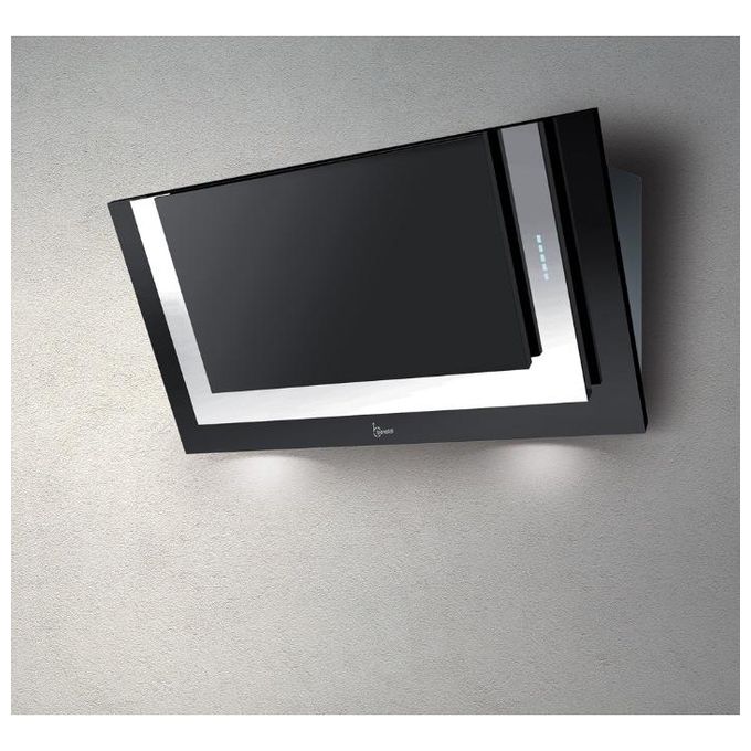 Baraldi 01DIV090STB80 Cappa a Parete Divina Classe energetica A 4 Velocita' Aspirante e Filtrante 90 cm Nera-Inox