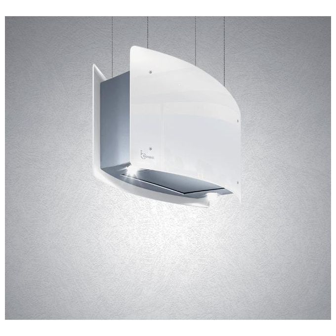 Baraldi 01IDEIS070STW80 Ideal Cappa Sospesa ad Isola  Classe energetica A 4 Velocita' Luci LED Filtrante Portata 800 m3-h 70 cm Bianco-Inox