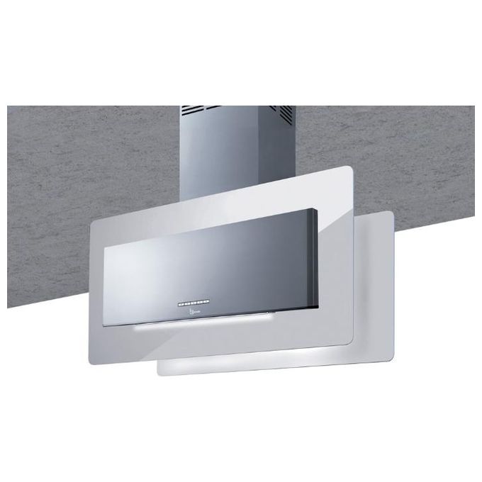 Baraldi 01TRSIS090STW80 Cappa a Isola Trisia con Camino Classe energetica A 4 Velocita' Aspirante o Filtrante 90 cm Bianco-Inox